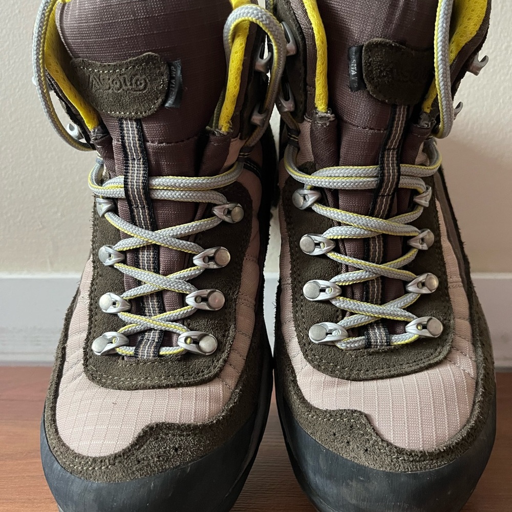 Brown and Yellow Hiking Boots